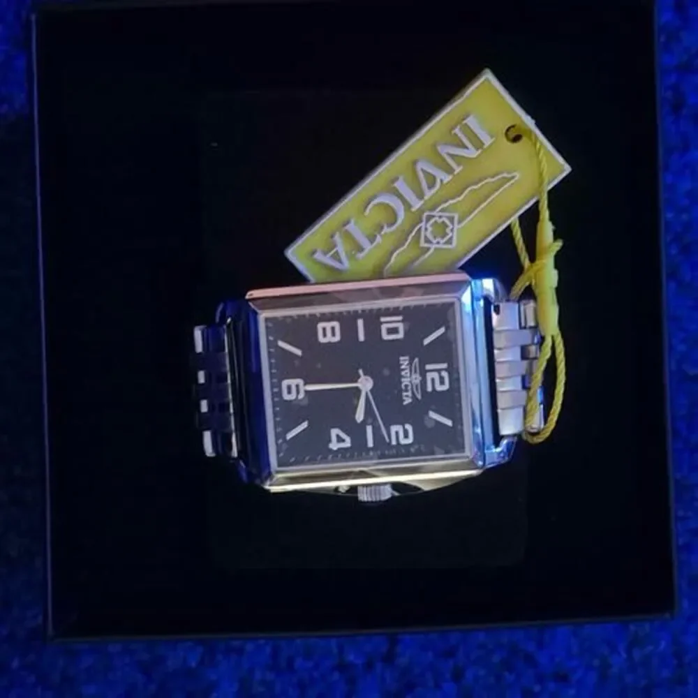 Invicta Vintage Stainless Steel Quartz  Watch (model 46659) Black Square Dial